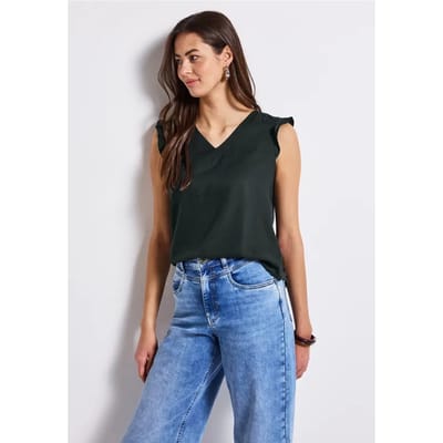 V-hals top met gehaakte details