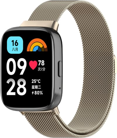 Strap-it Milanees smartwatch bandje - RVS Milanese band geschikt voor Xiaomi Redmi Watch 3 Active / Lite - champagne