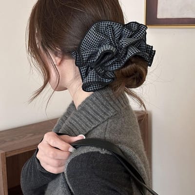 Haarelastiek - Haaraccessoire - Scrunchie voor dames - Ins haarbloem - Extra groot haarelastiek voor knot - Hoogwaardig haaraccessoire - 20 cm-vorm-2