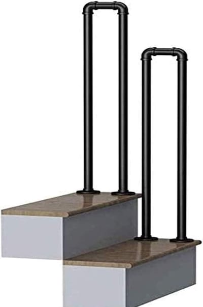 Trapleuning Kit - Buitensteuning - Veilig Trap Lopen - Smeedijzeren Ontwerp - 95cm Lengte - Zwart