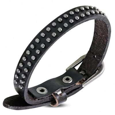 Amanto Armband Aisar Dark Brown - Leer - Studs - 12mm - 20-26cm