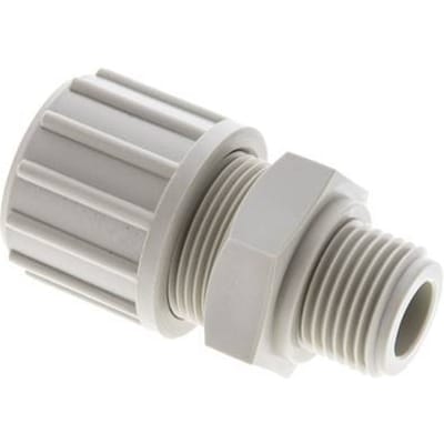 20x13mm & G1/2'' PP Rechte Knelfitting Buitendraad 10bar Kunststof en Polyamide