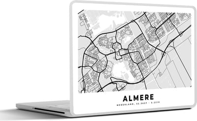 Laptop sticker - 12.3 inch - Plattegrond - Almere - Nederland - 30x22cm - Laptopstickers - Laptop skin - Cover - Stadskaart