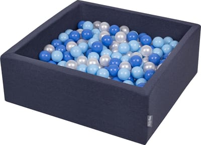KiddyMoon Ballenbak vierkant voor kinderen 90x30cm - 300 kleurrijke ballen ∅7cm - Speelgoed baby schuim - Ballenbad baby foam - Kunststof ballen - Ballenbak ballen - Voor sensorische - Donkerblauw: Babyblauw Blauw Parel