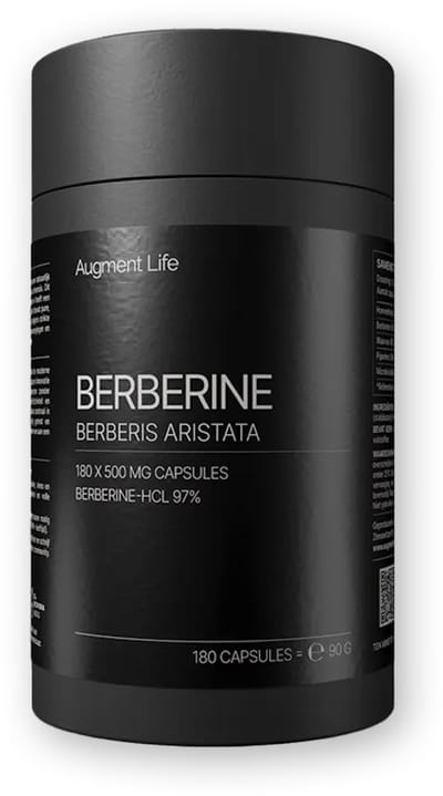 Augment Life - Berberine Capsules - Zuurbes HCl 97% - 500 mg Aristata Berberis wortelextract supplement met zwarte peper extract - 180 stuks