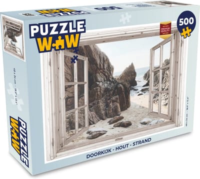 Puzzel Doorkijk - Hout - Strand - Legpuzzel - Puzzel 500 stukjes