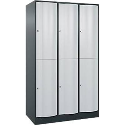 C+P Garderobekast Resisto, 3 vakken, 6 vakken, B 1148 x D 640 x H 1950 mm, antracietgrijs/lichtgrijs