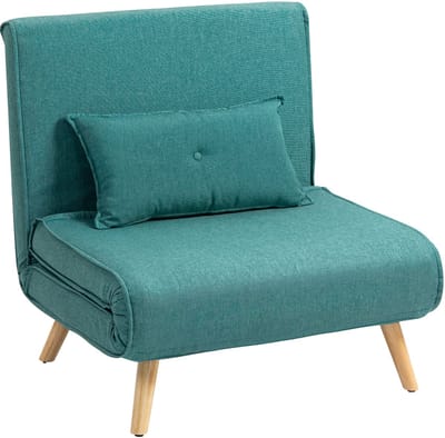 HOMCOM-Stoelbed - Stof met linnenlook (100% polyester) - 80x75x87cm - Groen