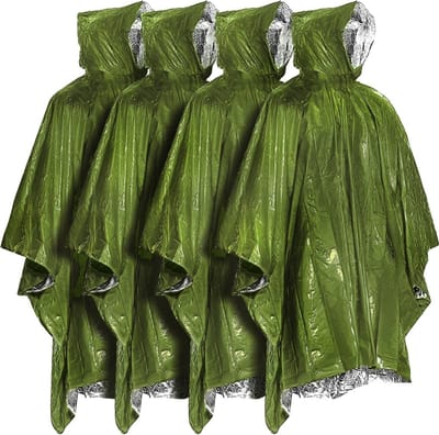 Waterdichte overlevingsdeken - 4 Stuks - Nooddeken - 130cm×100cm - Nooddeken - Waterdichte Overlevingsdeken - Omkeerbaar - PE Reddingsdeken - Noodpakket- Reddingsdeken - Isolatiedeken - Isolatiedeken - Voor Buiten, Wandelen, Kamperen, Hiken - Groente