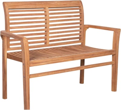 Tuinbank van Teakhout - Weerbestendig en Duurzaam, 2-Persoons Outdoor Zitbank voor Terras en Balkon, 120 x 42 x 89 cm