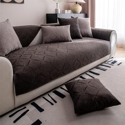 Jacquard Waterafstotende Sofa Bankhoes Anti-Kras, Anti-Slip Sofa Slipcovers voor Woonkamer Bank Zithoes Beschermer Pillow Case45X45cm Chocola