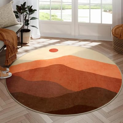 Rond Vloerkleed voor Slaapkamer, Zacht Gebied Cirkel Vloerkleed Imitatie Kasjmier Tapijt Boho Wasbaar Klaslokaal Tapijt voor Woonkamer Decor 160*160cm
