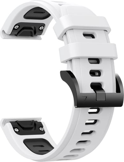 Siliconen bandje - geschikt voor Garmin Fenix 3 / 5X / 5X Plus / 6X / 6X Pro / 7X / 7X Pro / 8 (51 mm) / Quatix 3 / 6X / Tactix (7) / Enduro (2) / Descent Mk1 / Mk2(i) / Mk3i 51 mm / D2 / Delta PX / Mach 1 Pro / Epix Pro Gen 2 51 mm - wit-zwart