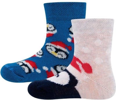Dubbelpak Babysokken/Peutersokken Kerstpinguin - 23/26