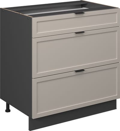 Vicco Fame-Line Keukenonderkast – 80 cm met 3 laden, zonder werkblad GrijsBeige