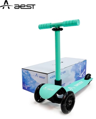 AEST Kinderstep 3 Wielen – LED Lichtgevende Wielen – Inklapbaar – Verstelbaar Stuur – Voetrem – 3-5 Jaar – Mint