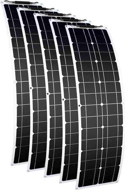 Zonnepaneel Kit - Solar Paneel Set - Off-Grid Stroom Opwekken - Flexibel Lichtgewicht Ontwerp - 50 Watt - Zwart