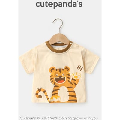 Babykleding Casual T-shirts met korte mouwen Zomerkleding Jongens Meisjes Baby Kinderen Kinderen Zomer Tops met halve mouwen 100cm beige
