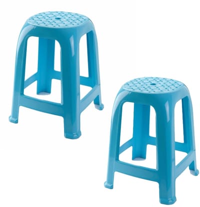 Plasticforte Zit krukjes - 2x - lichtblauw - kunststof - 37 x 37 x 46 cm - extra zitplaatsen