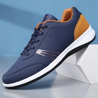 Ademende Leren Sportschoenen voor Heren All-match Antislip Lichtgewicht Board Shoes Outdoor Vrije Tijd Hardloopschoenen Comfortabele Casual Sneakers 39