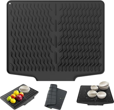 Silicone Afdruipmat - Afdruipmat- Gootsteenmat- Keuken aanrecht afdruipmat - met ingebouwde afdruiprand - hittebestendige gemakkelijk te reinigen multifunctionele aanrechtmat