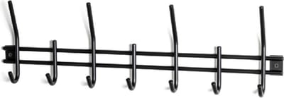 Wandkapstok – Zwart gepoedercoat rondstaal – 11 haken – 54x5x16 cm – Gemonteerd geleverd – Industrieel design