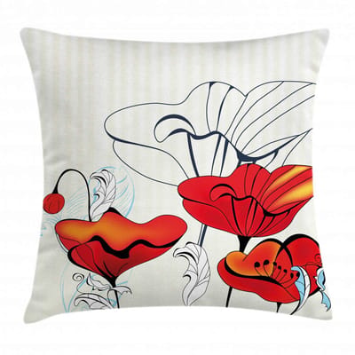 ABAKUHAUS Kussenhoes – Mohn-design, 40x40 cm, rits, dubbelzijdig