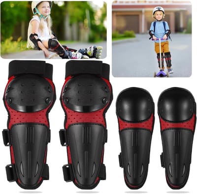 Beschermende Uitrusting Set - Knie Elleboog Beschermers - Actief Spelen - Verstelbare Riemen - 4 Delig - Zwart Rood