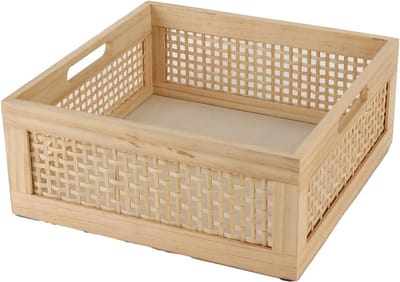 Houten opbergkrat voor decoratieve opslag met handvaten - veelzijdig en stijlvol