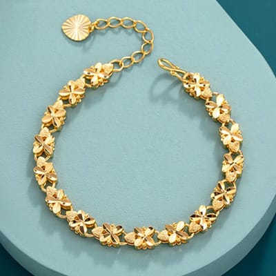 Mode Geluks 24K Gouden Armband 6mm Klavertje Vier Gouden Armband, Geschikt voor Dames Sieraden Cadeaus gray
