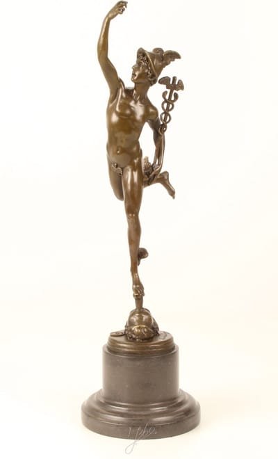 Mercury - Bronzen beeldje - Mythisch figuur - 43 cm hoog