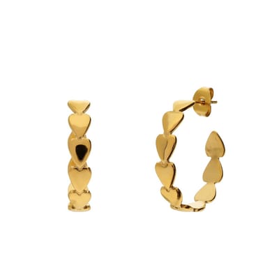 Lucardi Dames Stainless steel goldplated oorringen harten - Oorbellen - Staal - Goudkleurig