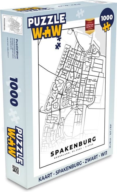 Puzzel Kaart - Spakenburg - Zwart - Wit - Legpuzzel - Puzzel 1000 stukjes volwassenen