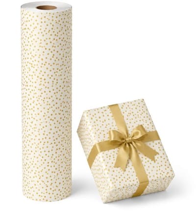 cadeaupapier op rol Confetti Stippen Parelgrijs Goud 50 cm – Inpakpapier- Breedte 50 cm - 200m lang
