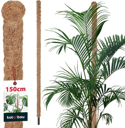 KOTARBAU® Kokosstok, Plantenstok, ⌀ 3,2 x 150 cm, Kokosstaaf, Klimhulp Monstera, Bruin, Kokosvezel, Klimhulp, Plantenstaaf, Kokosstok voor Monstera, Kokosstaaf voor Klimplanten