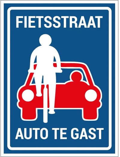Fietsstraat bord - L51 | gecoat dibond materiaal | 20 x 15 cm