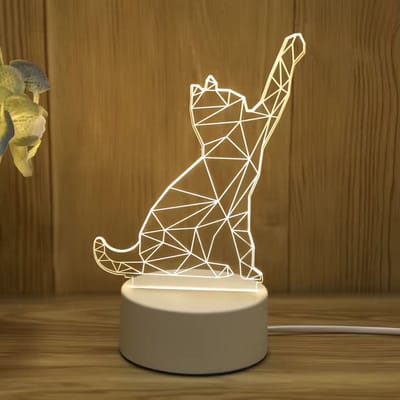 3D illusie LED lampje - Kat - Warm licht - USB Stekker - Tafellamp - Sfeerlamp - Bureaulamp - Nachtlamp - Cadeautje - Kinderlamp - Decoratie - Verjaardag
