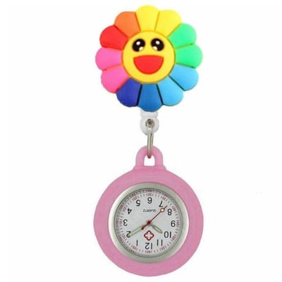 Fako® - Verpleegstershorloge - Zusterhorloge - Verpleegster Horloge - 3D Roller - Bloem Regenboog