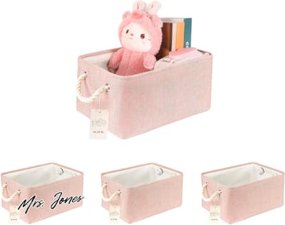 Mrs. Jones Stoffen Opbergmanden Handgrepen Opvouwbaar Grote Roze Opbergdozen Kledingkast Boek Kleding Speelgoed .