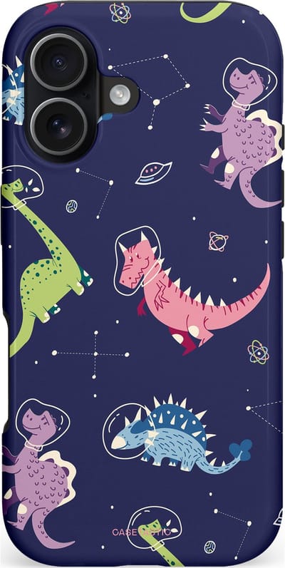 Casetastic hoesje geschikt voor Apple iPhone 17 - MagSafe - Dubbellaagse bescherming - Rex in de ruimte - Fashion Case - Donkerblauw Groen Lavendel