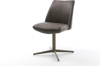Eetkamerstoel Elso-Flex kruispoot afwerking met titanium microvelours antraciet vintage 360° draaibaar pocketveer kern