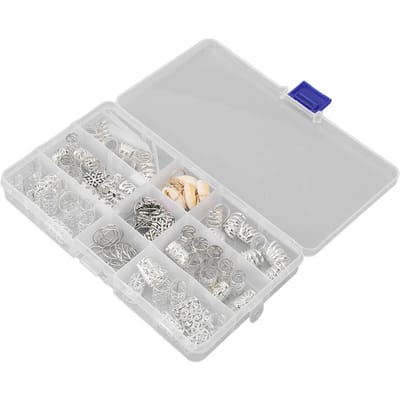100 stuks Dreadlocks Haarringen Uitgesneden Bladeren Sneeuwvlokken Schelpen Legering Haarvlecht Sieraden Spoelen white