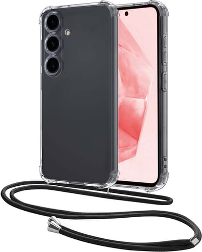 Hoesje - Geschikt voor Samsung Galaxy A35 - Met Koord - Shock Proof - Siliconen Case - Back Cover - Telefoonkoord - Telefoon Hoes Shockproof - Telefoonketting - Transparant