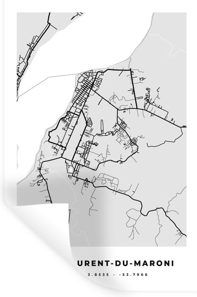 Muurstickers - Sticker Folie - Kaart - Stadskaart - Saint-Laurent-du-Maroni - Plattegrond - Frankrijk - 20x30 cm - Plakfolie - Muurstickers Kinderkamer - Zelfklevend Behang - Zelfklevend behangpapier - Stickerfolie