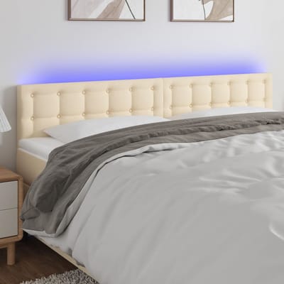 vidaXL - Hoofdbord - LED - 160x5x78/88 - cm - stof - crèmekleurig