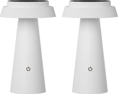 Luxus Europe - Tafellamp Solar Mambo - Set van 2 Wit - Draadloze LED Solar Tafellamp Buiten - Zonne-energie & USB-C Oplaadbaar - 3 Lichtkleuren - Dimbaar - IP54 Waterbestendig