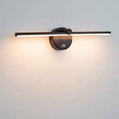 Dimbare LED-spiegellamp met schakelaar - 300° draaibare badkamerwandlamp - LED 8W 4000K Badkamerspiegellamp - voor wastafel - 41 cm - Zwart