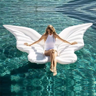 Opblaasbare Vlinder Waterfloat - Grote Zwembad Float Van PVC - Opblaasbaar Waterbed Voor Zwembad En Watergebruik - Wit - 250 x 180 cm