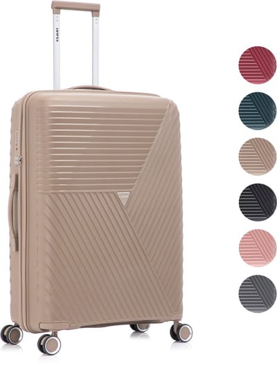 TRALEX - Voyager - Grote koffer - 97L - 76x49x29cm - Polypropyleen - Harde schaal - TSA-slot - Lichtgewicht - Flexibel - Duurzaam - Stille (rubberen) wielen - Dubbele Spinner-wielen - Mocha Brown