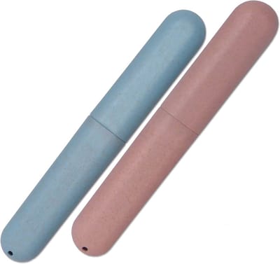 Eco Tarwestro Tandenborstelhoesjes Set van 2 - Blauw en Roze